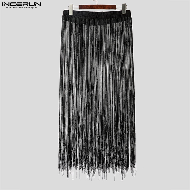 Incerun Chân Váy Maxi Tua Rua Peplum Đường Phố Vintage Cho Nam
