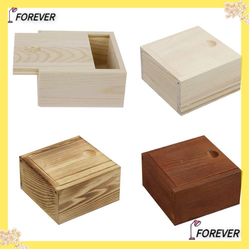 Hộp Gỗ Đựng Thẻ Tự Nhiên Có Nắp Trượt Dùng Đựng Hạt
