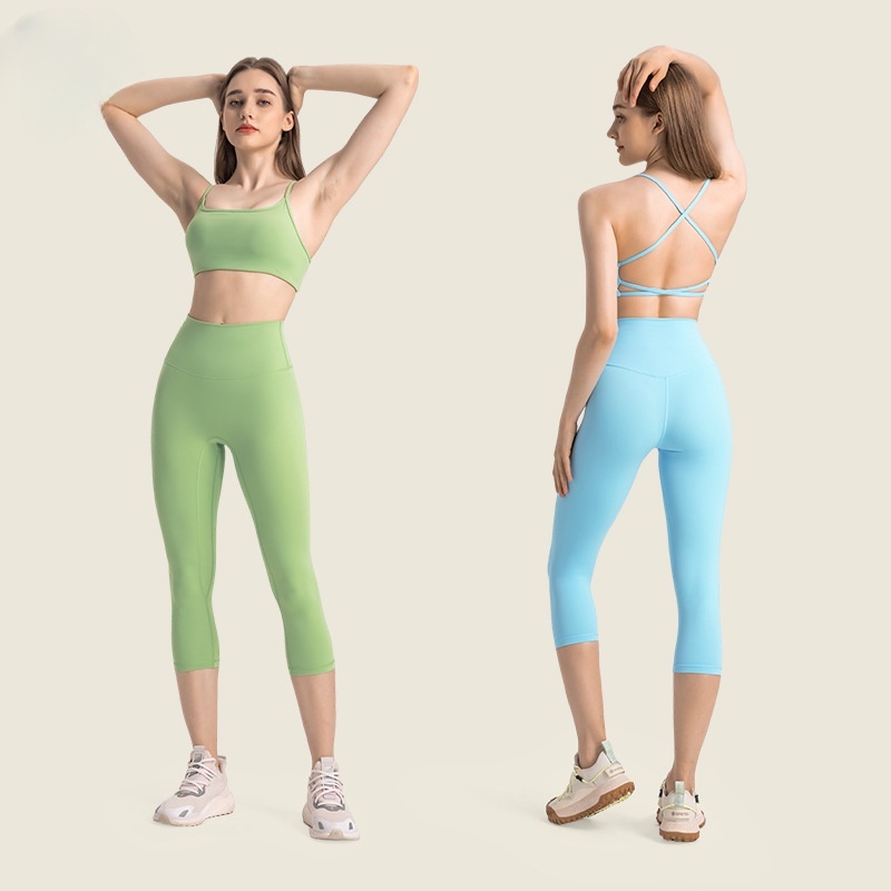 Bộ Đồ Lót Thể Thao Màu Nude Lưng Cao Chống Sốc MAGGIEYOGA