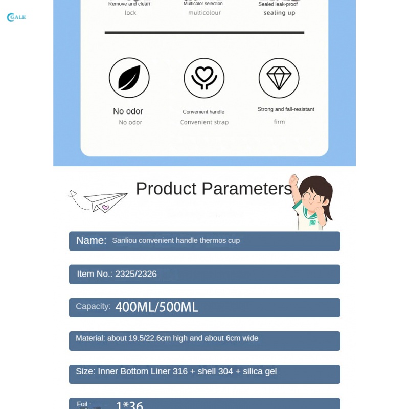 SANRIO Bình Nước Giữ Nhiệt 400ml / 500ml Bằng Thép Không Gỉ 316 Họa Tiết Dễ Thương