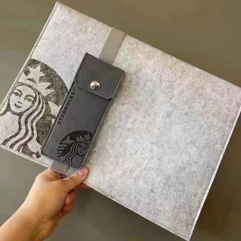 Túi Đựng laptop ipad starbucks 2023 Chống Sốc Bằng Vải Nỉ Màu Xám