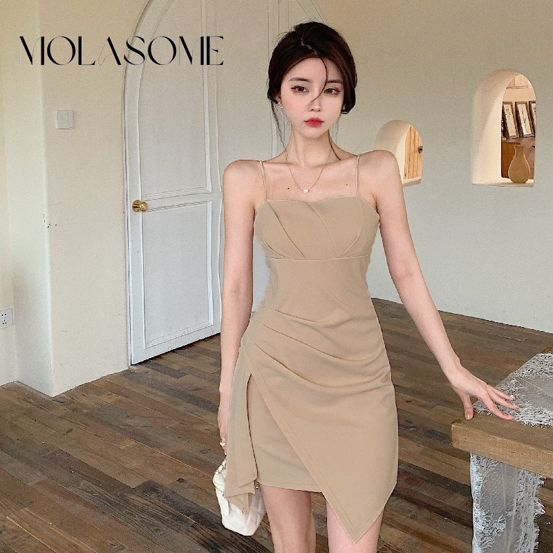 MOLASOME ĐầmMiniSlimFitInHìnhTrơnDâyCổMàuCôngThờiTrangNữ