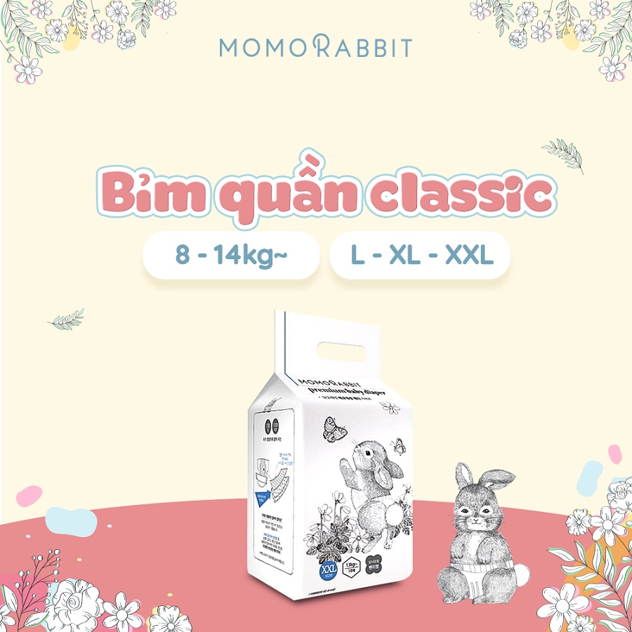 Bỉm quần Classic Momo Rabbit Premium Baby L28/XL22/XXL18