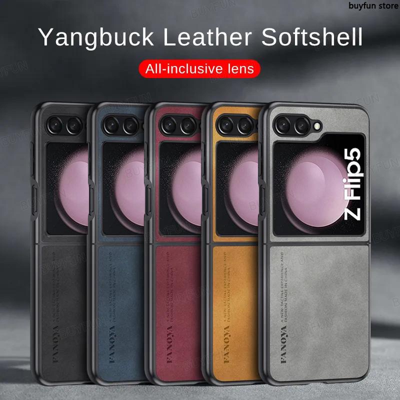 Luxury Case For Samsung Galaxy Z Flip5 5G flip 5 Shockproof PU Leather Phone Cover Bumper