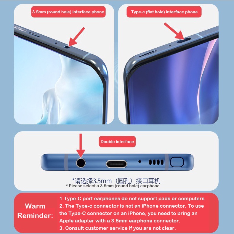 Tai Nghe Nhét Tai Jack 3.5mm Loại C Chống Ồn Chuyên Dụng Chơi Game Cho Huawei Oppo