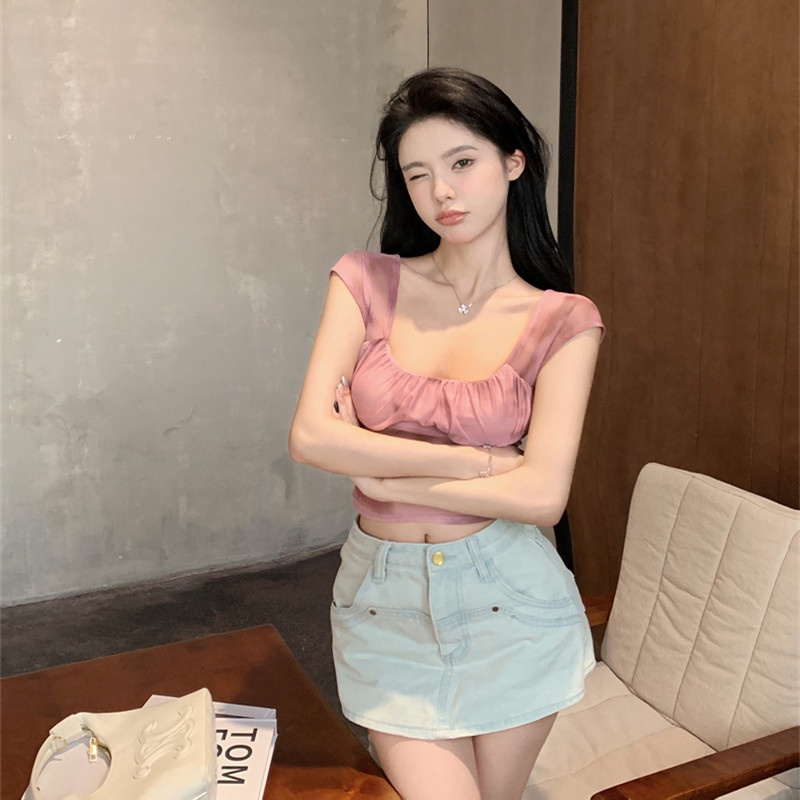 Áo Thun Tay Ngắn Co Giãn Quyến Rũ Hợp Thời Trang