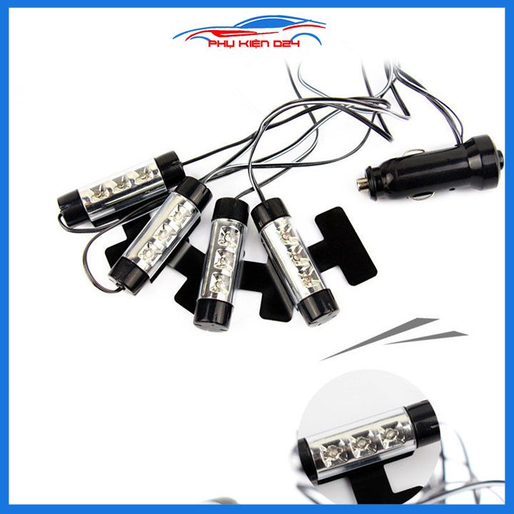 Bộ 4 bóng đèn led trang trí nội thất ô tô màu xanh dương 12V