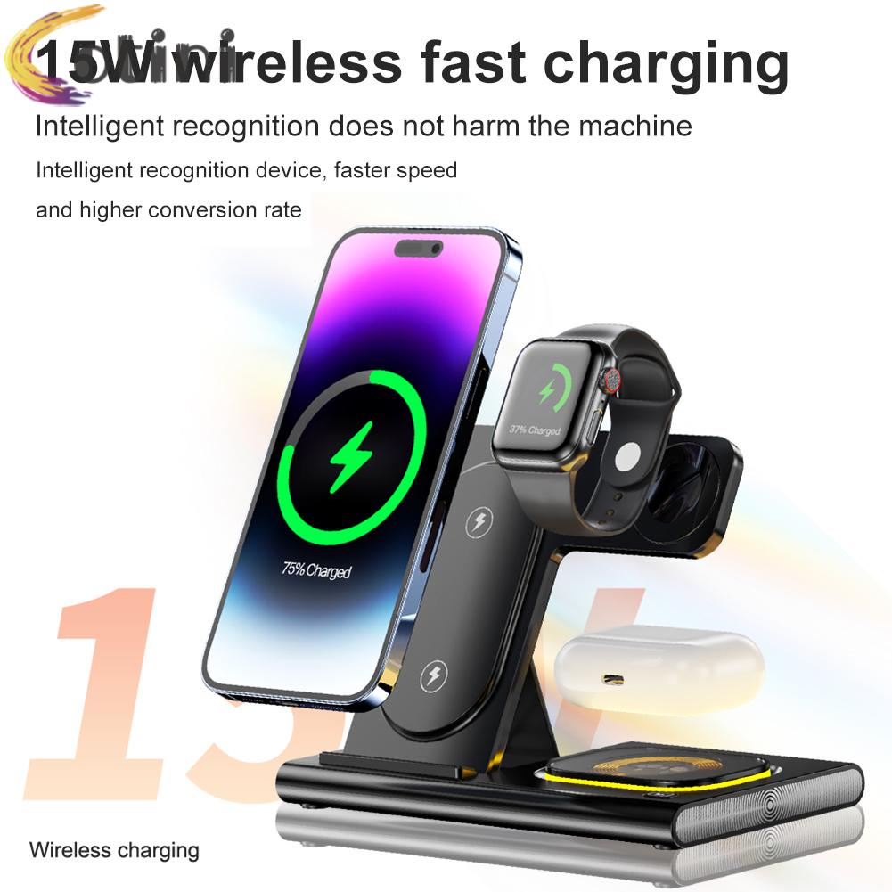 Đế Sạc Nhanh Không Dây 3 Trong 1 Cho iPhone Apple Watch