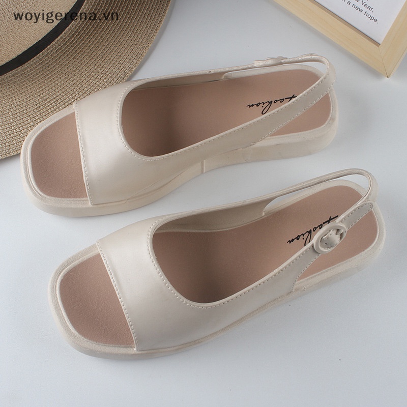 Sandal nữ dép bánh mì giày sandal nữ Dép quai hậu da mềm dép đế cao Chống Trượt dép