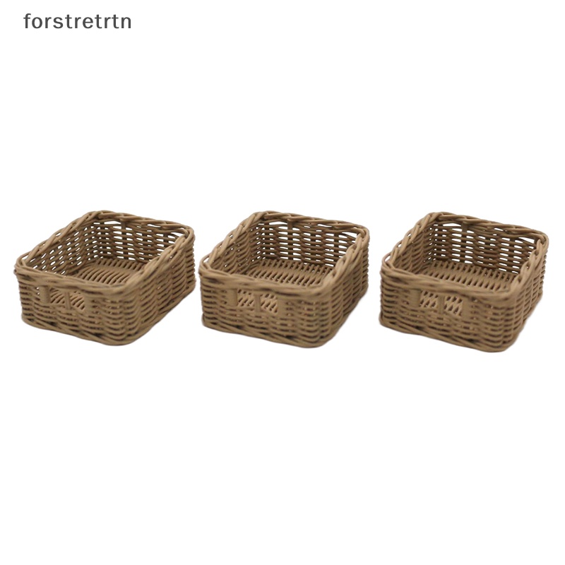 Forstretrtn 1/6 1/8 phụ kiện nhà búp bê mô phỏng giỏ đựng đồ mua sắm dệt bằng nhựa thu nhỏ đồ ăn và đồ chơi đạo cụ trang trí en
