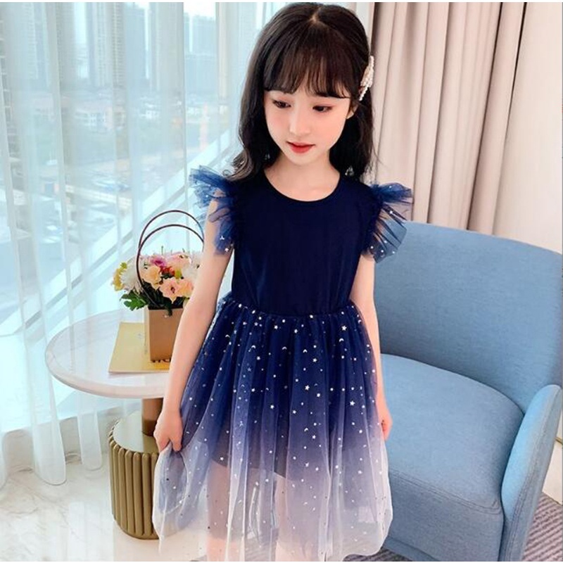 Esct tám cô gái váy mới váy đông lạnh váy công chúa trẻ em cotton sequins disney dress trẻ em cô gái quần áo thời trang