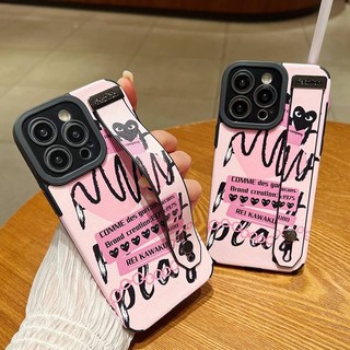 Vỏ bọc dây đeo cổ tay bằng silicon mềm màu hồng cho iphone 8 plus x xs xr xs max 11 13 12 14 15 pro max 14 plus bảo vệ máy ảnh bao đựng điện thoại màu đen