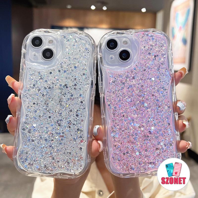 Flash diamond silver powder cream pattern vỏ điện thoại epoxy trong suốt cho iphone 14 13 12 11 pro max 14 plus anti-fall with full cover lens bảo vệ máy ảnh vỏ điện thoại