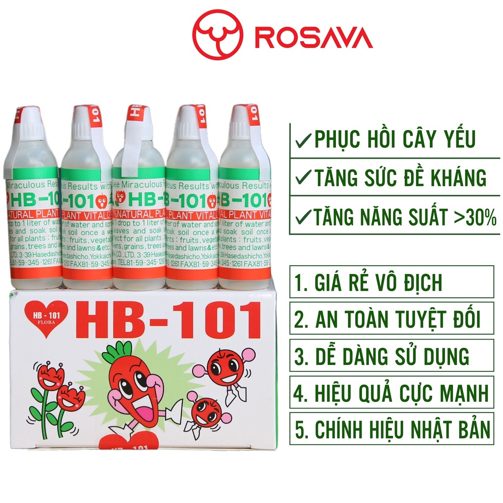 HB 101 Nhật Bản chĩnh hãng, phân bón siêu kích ra rễ hữu cơ và kích thích tăng trưởng lọ 6ml chuẩn