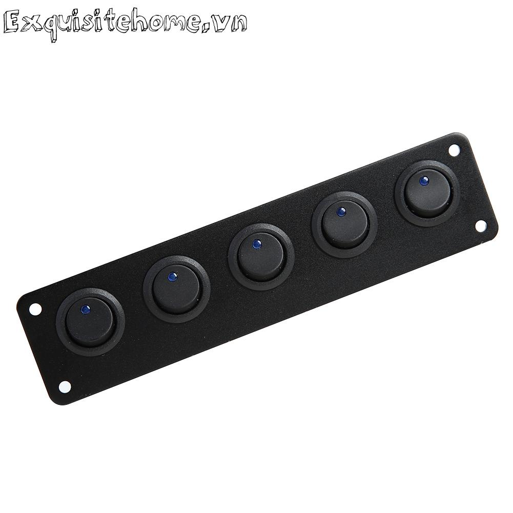 Bảng điều khiển công tắc rocker led 5 gang màu xanh không thấm nước 12v 20a 24v 10a cho thuyền ô tô