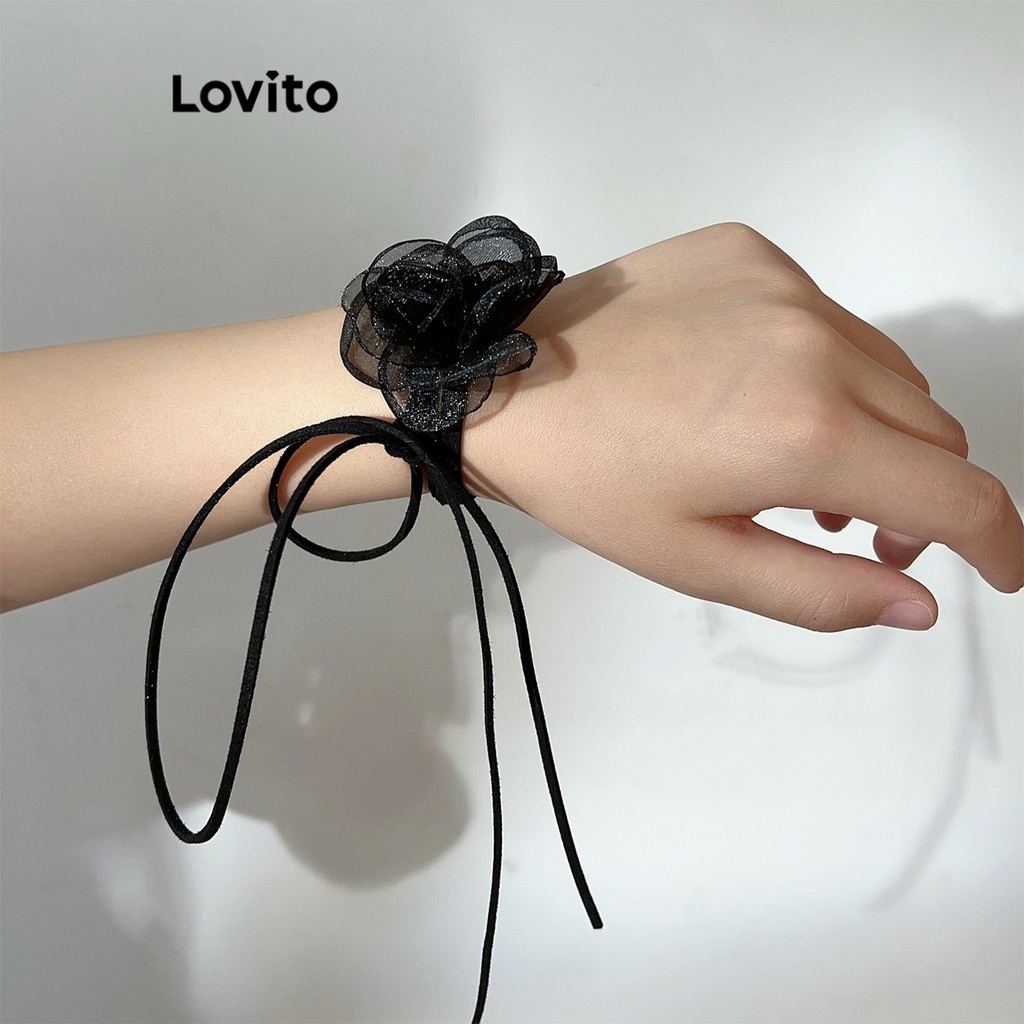 Dây chuyền nữ Lovito họa tiết hoa màu trơn đơn giản L60AD041