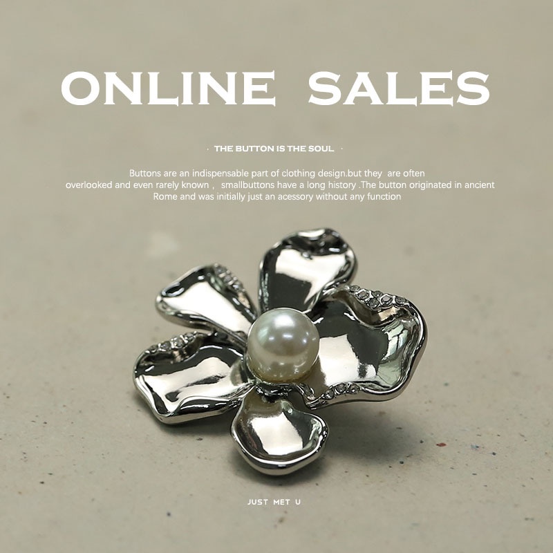 5 cái 24mm 34mm nút kim loại hoa lớn để dệt kim áo khoác cardigan áo len áo khoác da nút trang trí