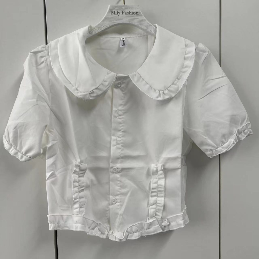 Áo Kiểu Tay Phồng Cổ Búp Bê Màu Trắng Thiết Kế Mới Ngọt Ngào Thời Trang Dành Cho Mùa Hè