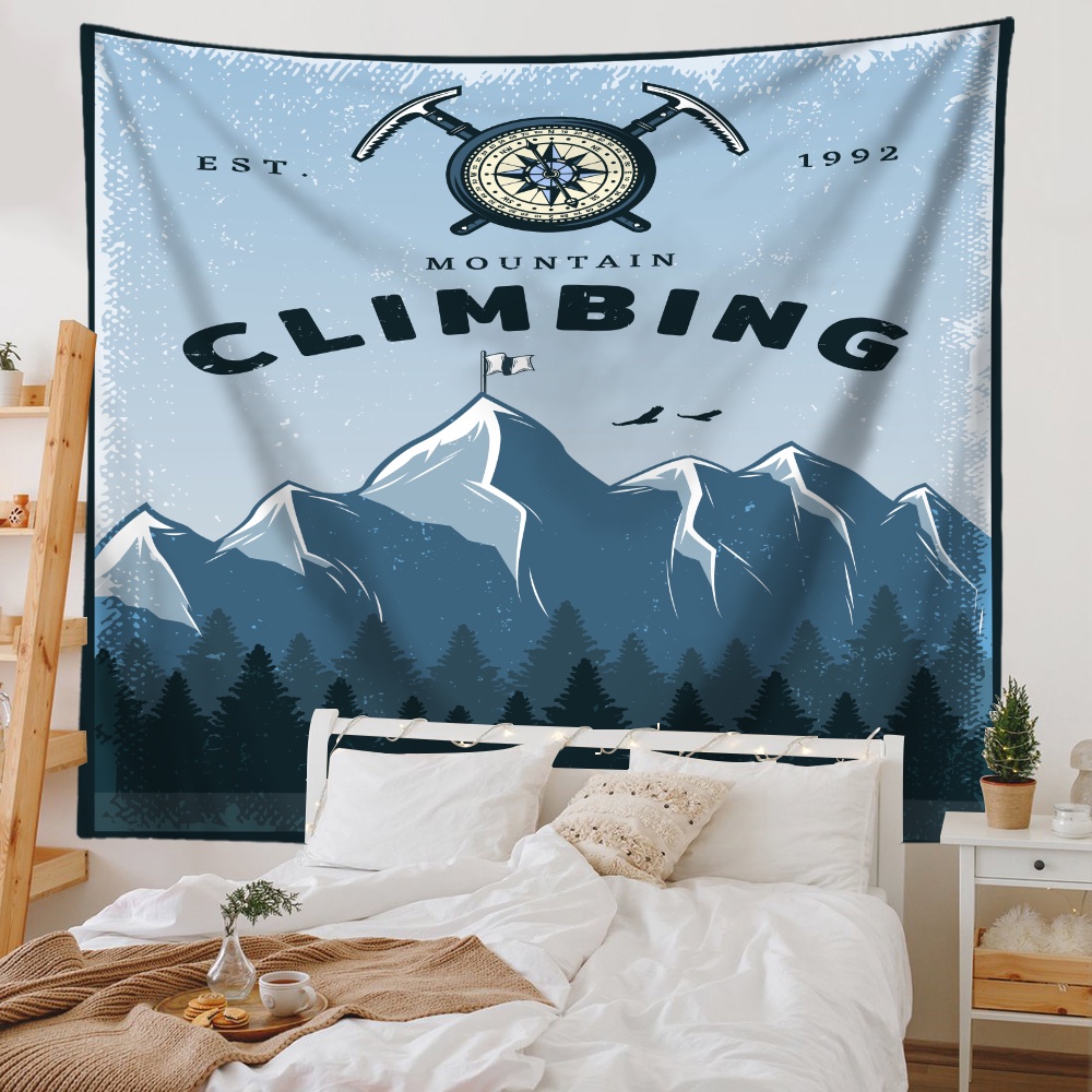 Retro summer camping wall tapestry with clips polyester tapestries phòng ngủ treo tường tấm thảm trang trí phòng quà tặng
