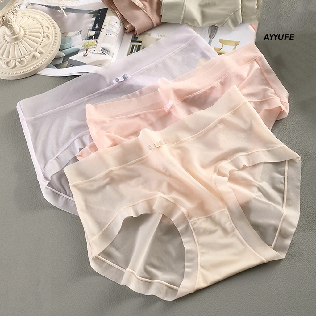 Quần lót AYYUFE chất nylon băng lụa liền mạch mỏng lưng vừa co giãn thoáng khí thời trang mùa hè cho nữ