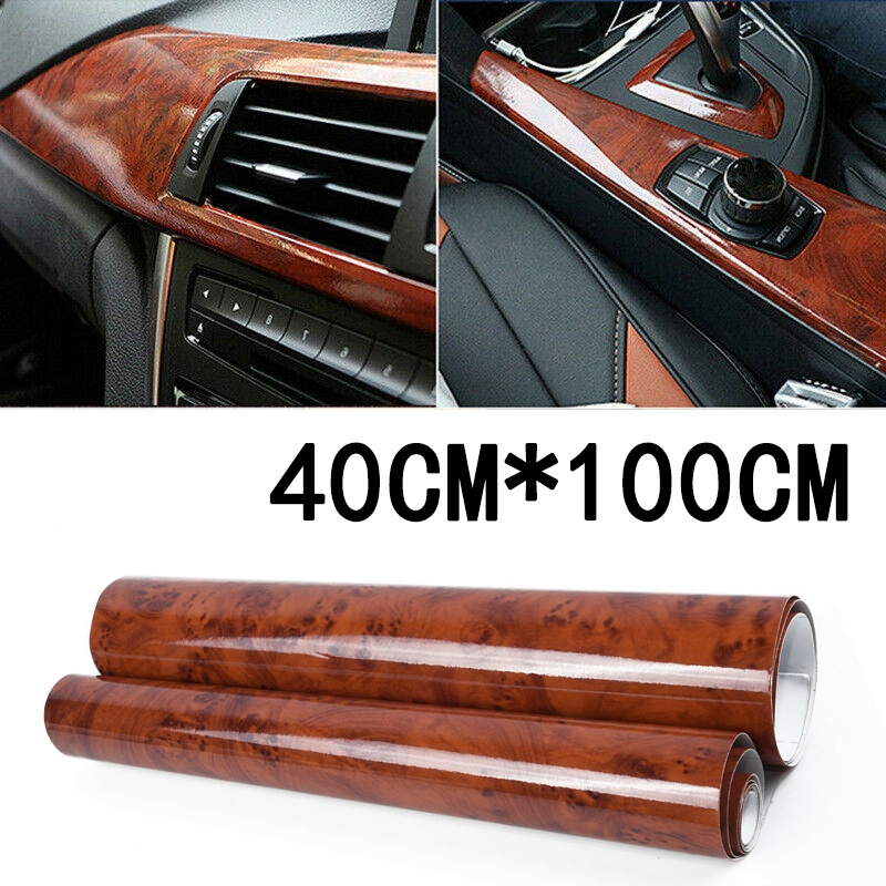 Miếng Dán decal Chống Thấm Nước Họa Tiết Vân Gỗ Trang Trí Xe Hơi 40x100cm