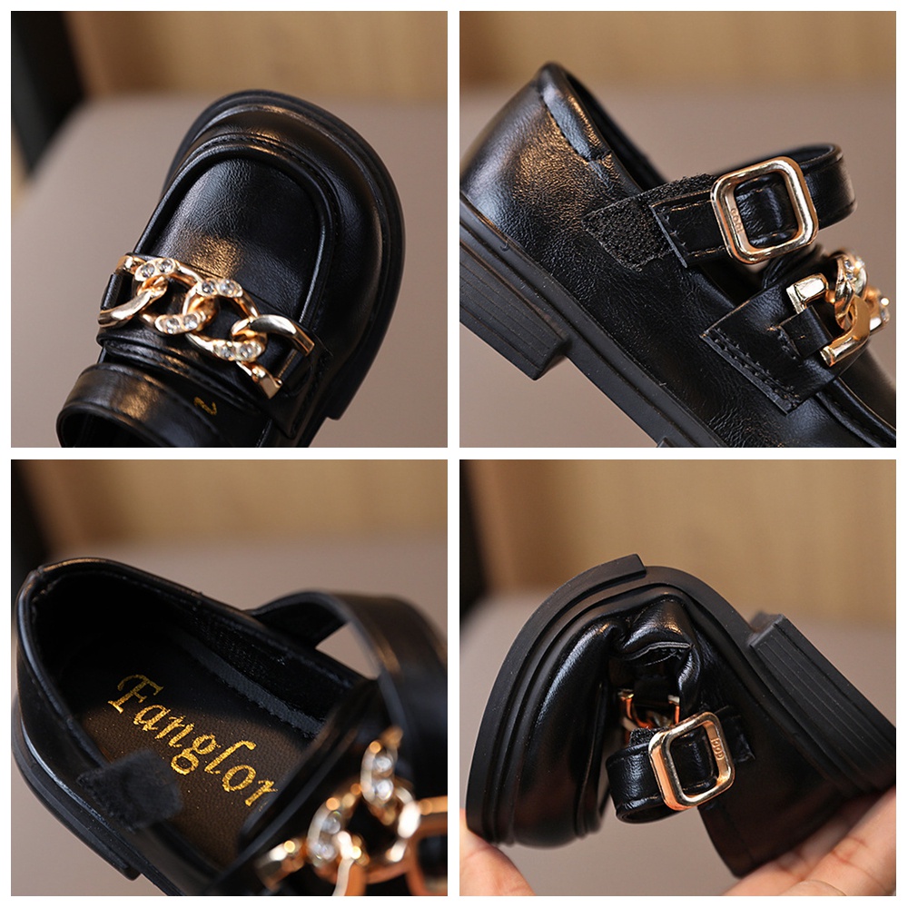 Giày công chúa cho trẻ em cô gái màu đen giày đi học cô gái giày lười biểu diễn