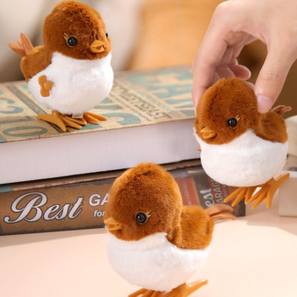 Ivanes Đồ Chơi Lên Dây Cót Hình Chim Sẻ Nhảy Lên Gió Bằng Vải Bông Giống Thật Dễ Thương Cho Bé Tập Bò / Trẻ Mới Biết Đi