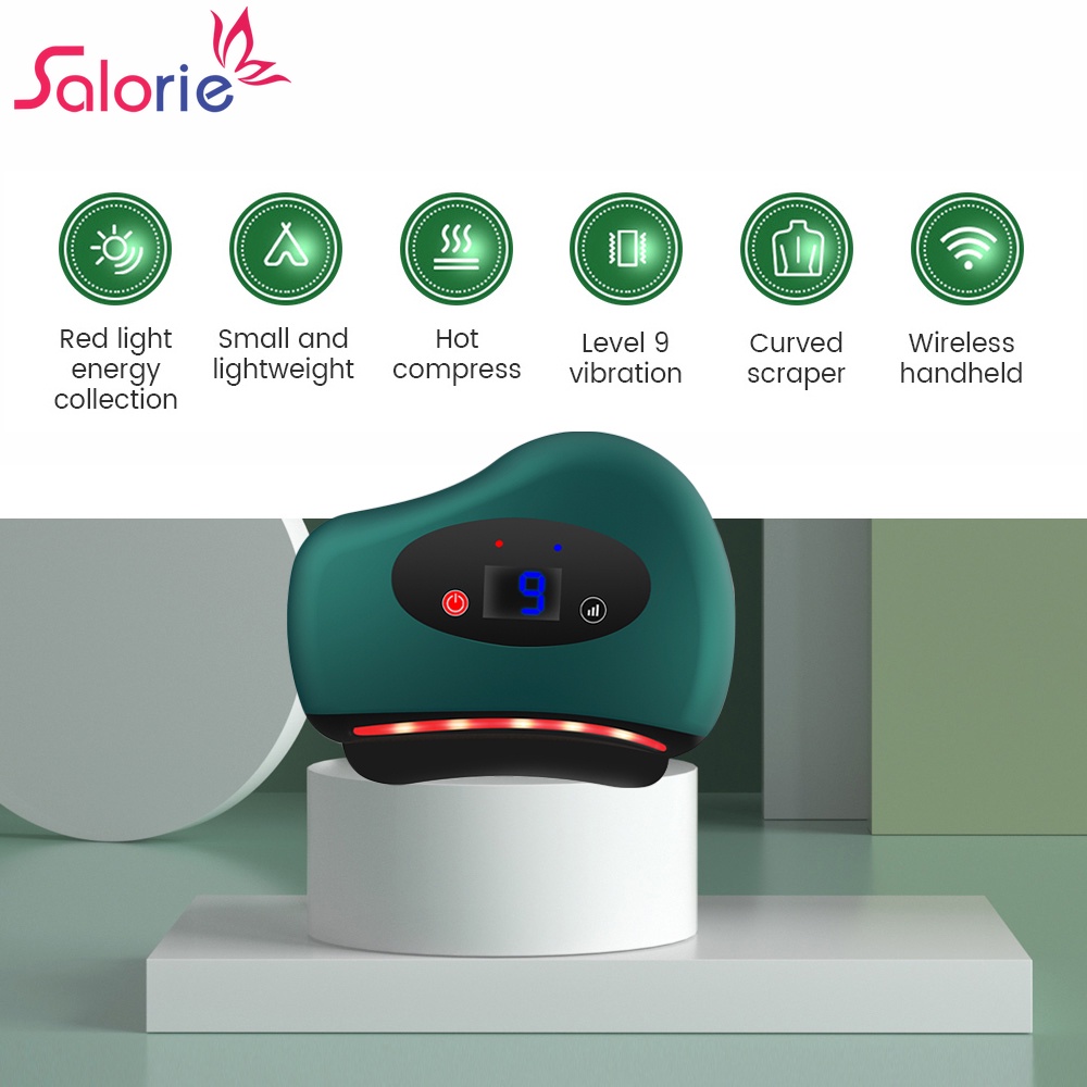 Salorie electric gua sha massager 9 gears scraping board meridian dredging brush hot compress for eye face body massage tools