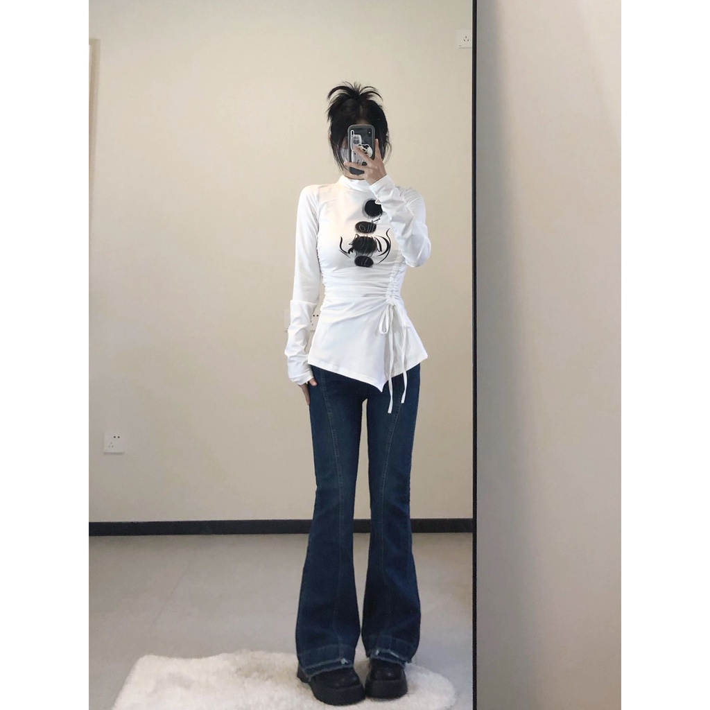 Áo Thun Tay Dài Cổ Cao Thời Trang Thu Đông Cho Nữ nk7f