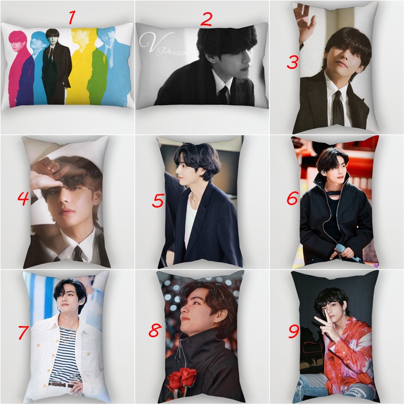 Bts v áo gối hình chữ nhật kim tae hyung một mặt in polyester áo gối phòng ngủ sofa trang trí nhà