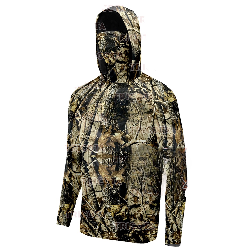 Áo Thun Tay Dài Có Mũ Trùm Đầu Chống Tia uv Thoáng Khí Họa Tiết Rằn Ri Cho Nam