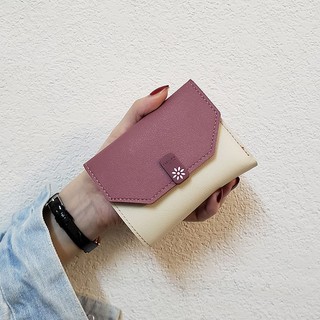 Ví ngắn mini dáng vuông gấp gọn thiết kế đơn giản cho nữ