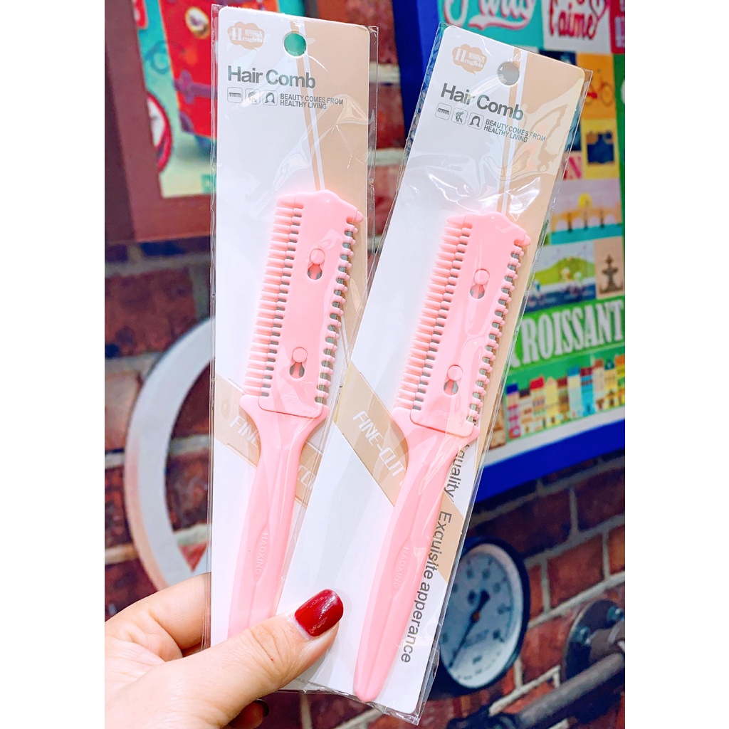 Lược tỉa tóc chuốt tóc tạo kiểu kèm 2 lưỡi dao nhỏ gọn dễ sử dụng giá rẻ LUOC07