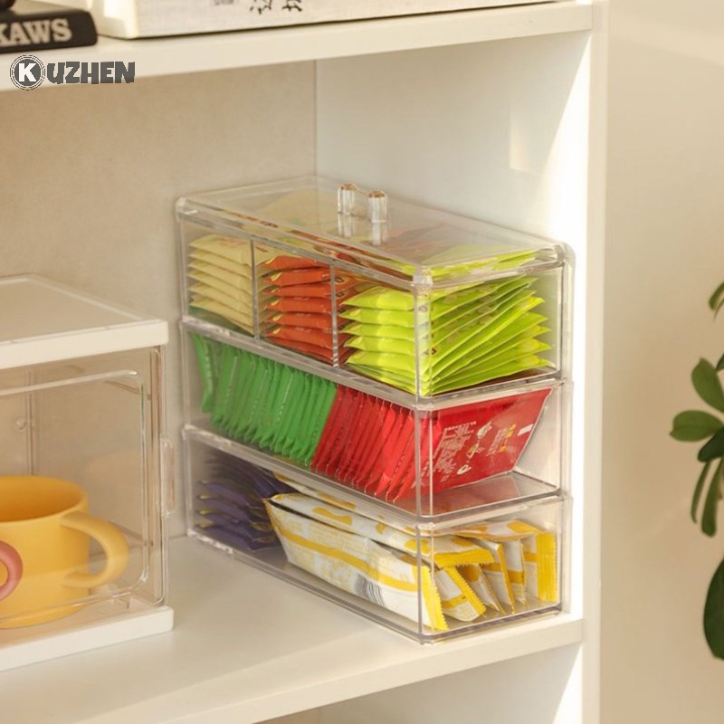 Hộp lưu trữ túi trà kuzhen loại ngăn kéo hộp đựng cà phê viên nén lúa miến hộp bảo quản kín acrylic có nắp đậy trà cà phê đường nóng