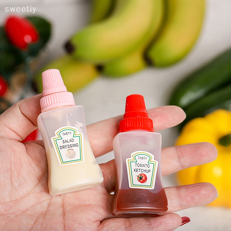 Sweetiy 1 / 2 / 4 Cái / bộ Mini Cà Chua Xay Salad Dressing Chai Dầu Di Động Nhỏ Nước Sốt Hộp Đựng Mới