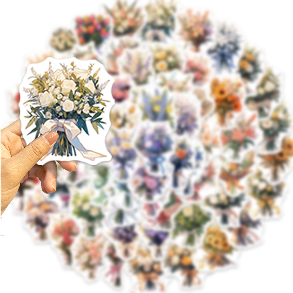 60 cái quảng cáo bó hoa graffiti dán chống thấm nước cho mũ bảo hiểm xe đạp tài khoản tay bút chì hộp đề can lanlanstickersworld