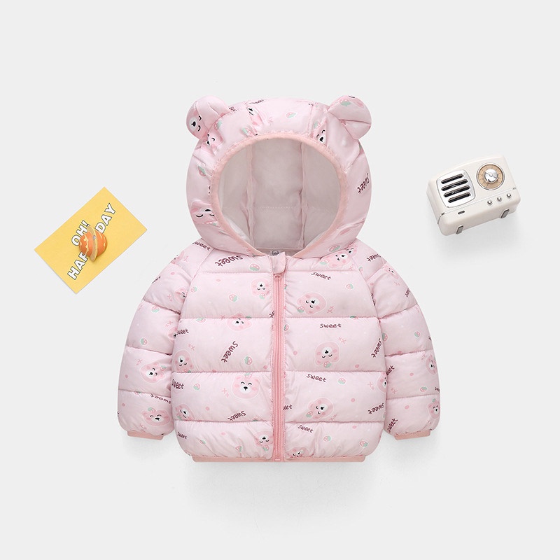 Áo khoác BEIBEIYIN có mũ trùm đầu dày dặn ấm áp họa tiết hoạt hình dễ thương thời trang dành cho trẻ em 90cm 130cm