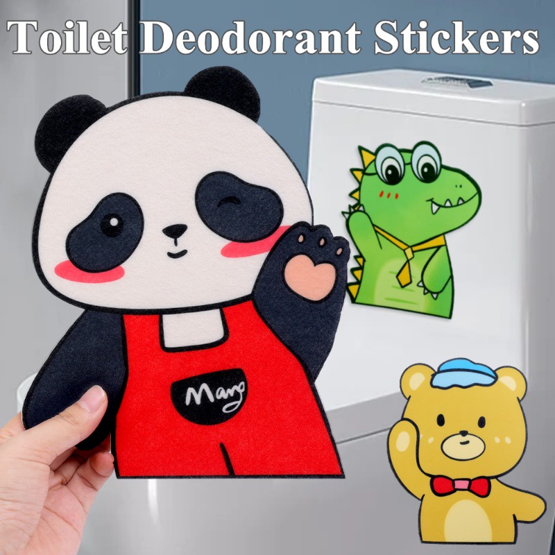 Nhãn Dán toilet Khử Mùi Không Phai Hình Gấu Trúc Thỏ Hoạt Hình Sáng Tạo diy