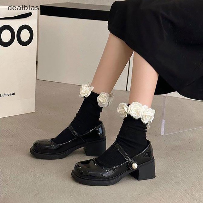 Giày Cao Gót Mary Jane Gót Dày Độn Đế 5cm Giày gót vuông màu đen