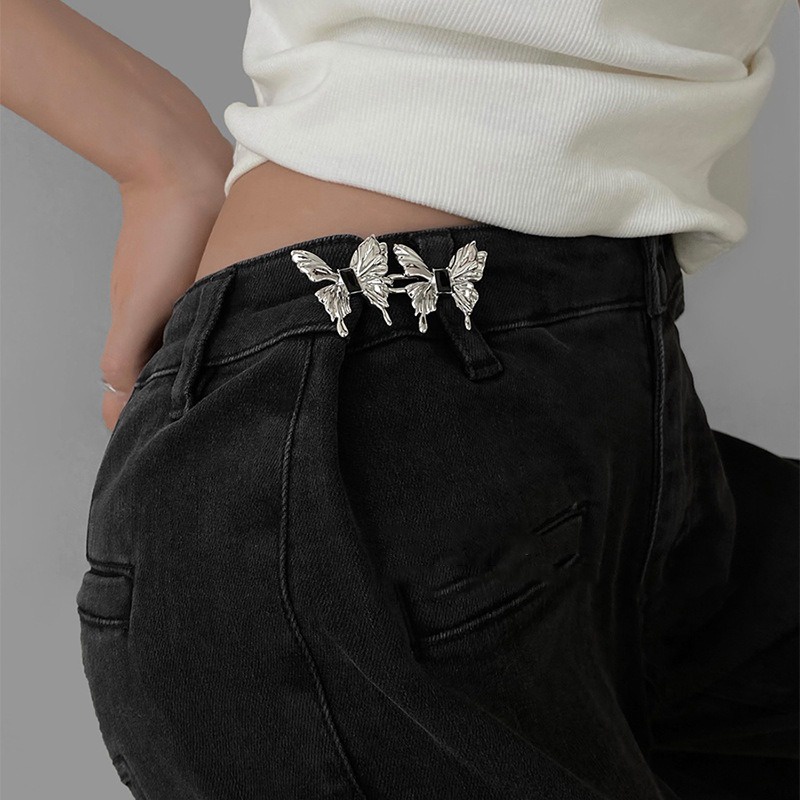 Nút Cài Hình Hoa / Bướm / Trái Tim Bằng Hợp Kim Không Cần Đóng Đinh / Quần Jean Có Thể Tháo