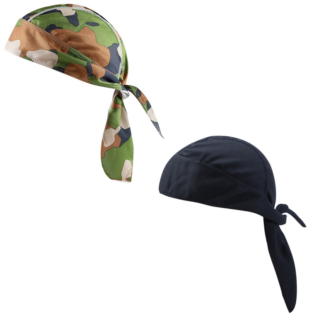 Set 2 Mũ Trùm Đầu Kiêm Khăn Choàng Cổ Bandana Đi Xe Đạp Màu Đen &amp; Đen Thời Trang Mùa Hè Cho Nam