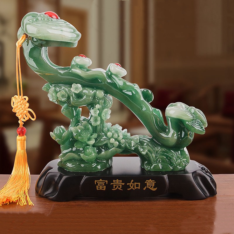 Mới Tượng Ngọc Bích Giả Bằng Nhựa Resin Thủ Công May Mắn Dạng Hở Trang Trí Nhà Cửa
