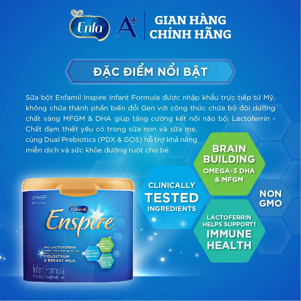 Sữa Enfamil Enspire Infant Formula, 0 - 12 tháng tuổi, 581g