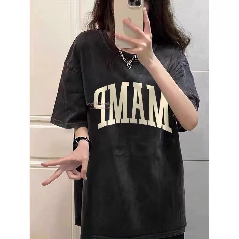 NRVP Áo Thun Đen 100% Cotton Tay Ngắn Dáng Rộng In Hoạ Tiết Độc Đáo