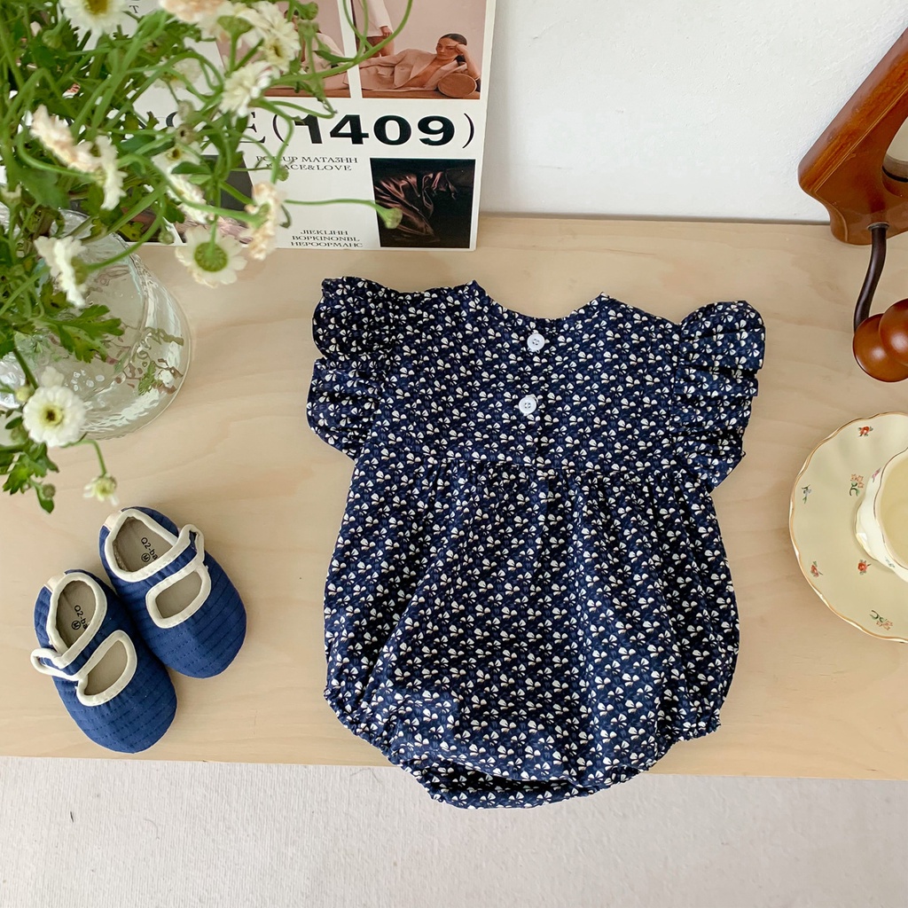 Bộ Áo Liền Quần Không Tay In Hoa Thời Trang Mùa Hè Cho Bé Gái