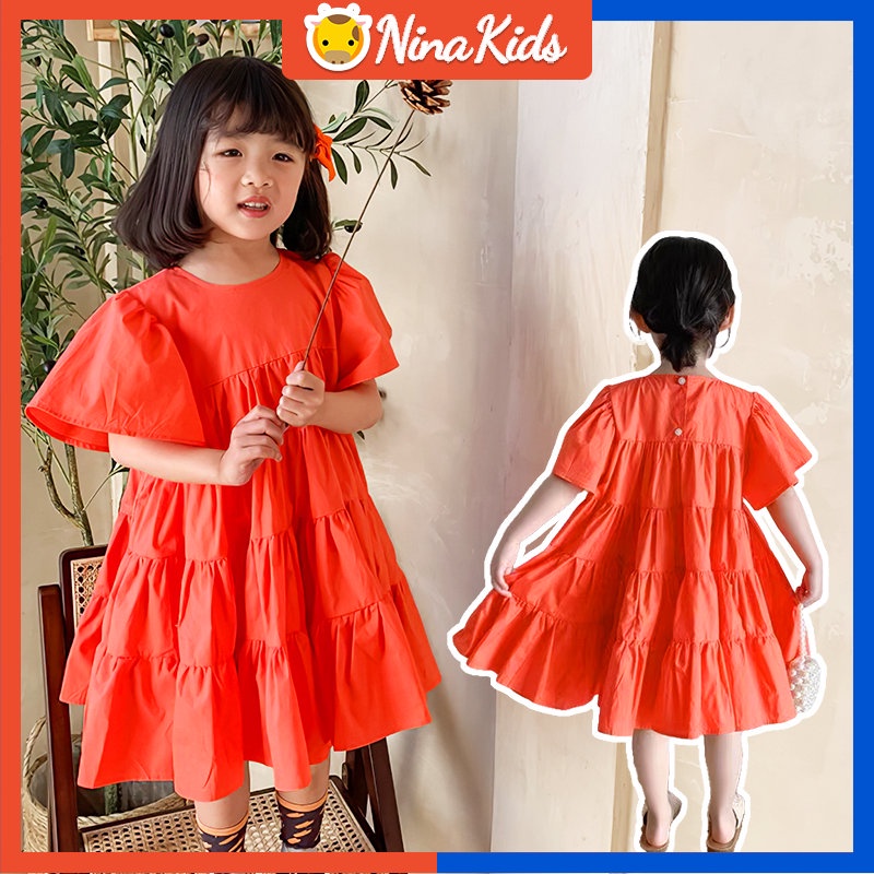 Đầm Công Chúa Tay Phồng Màu Sắc Xinh Xắn Thời Trang Hè Cho Bé Gái Từ 1-6 Tuổi