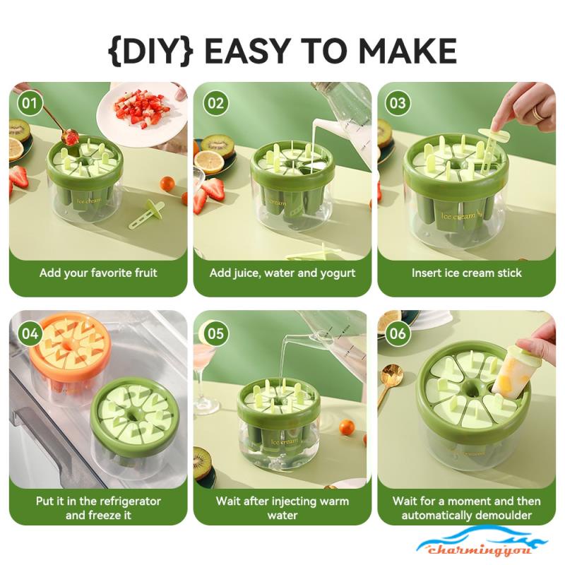 Khuôn làm kem 8 que có nắp đậy