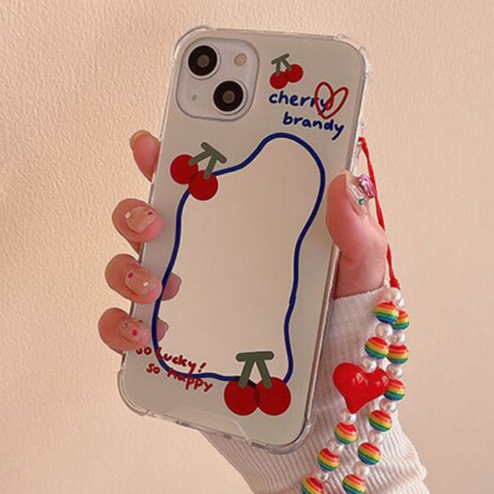 Ốp Điện Thoại TPU Mềm Chống Mồ Hôi Có Vòng Tay &amp; Gương Trang Điểm Cho IPhone 13 12 11 14 Pro Max XS XR 8 7 Plus