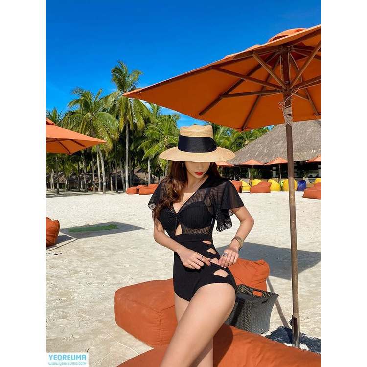 Bộ Đồ Bơi Một Mảnh Phối Lưới Phong Cách Nhật Hàn Quyến Rũ Xiaoqing Xinlei Lưng Cao Che Bụng Cho Nữ