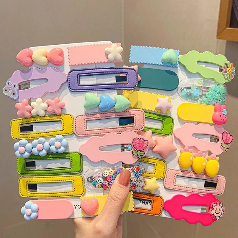 Set 7 / 8 / 9 Kẹp Tóc Màu Sắc Kẹo Ngọt Phong Cách Hàn Quốc Cho Bé Gái